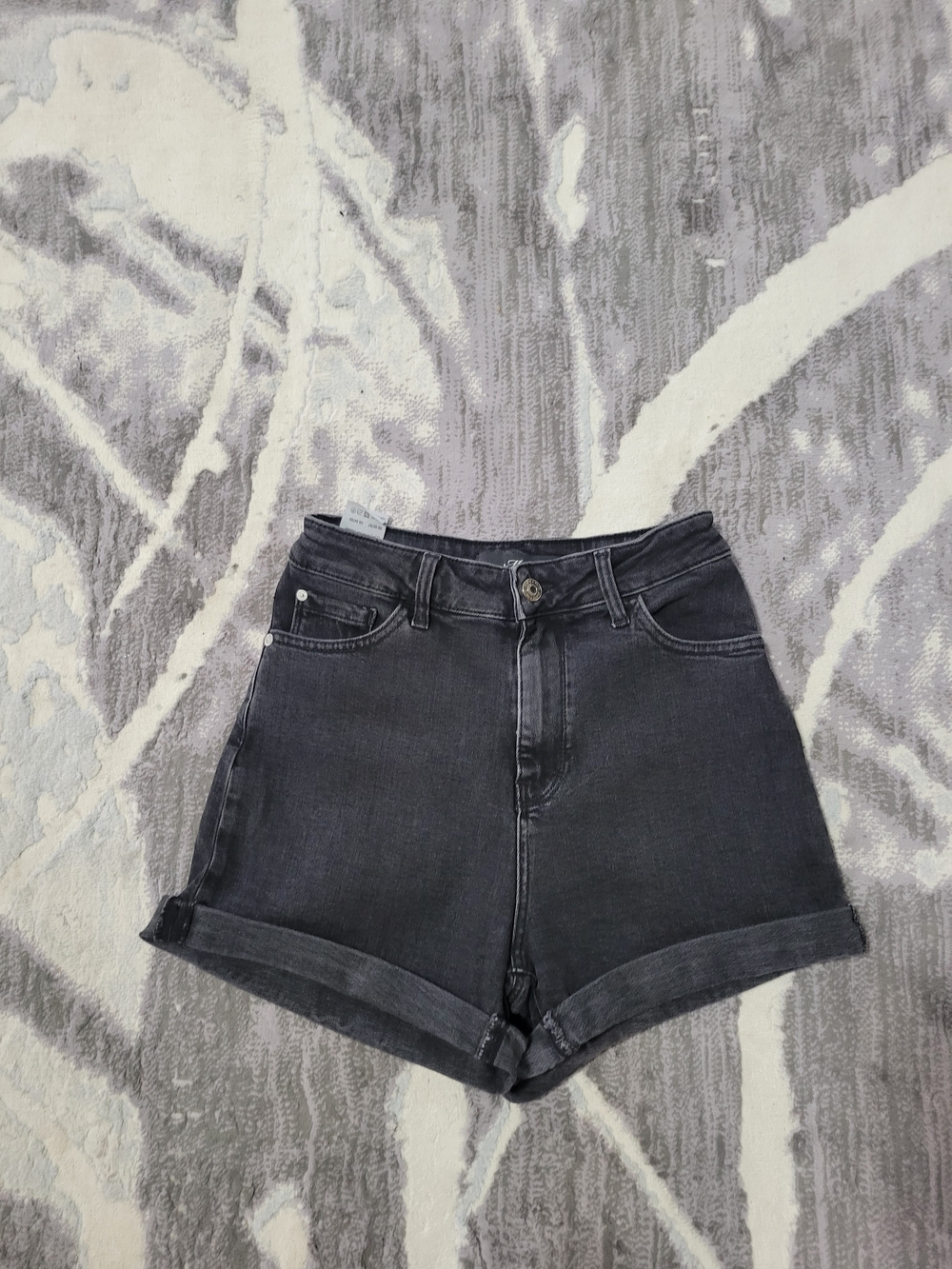 Mavi Black Cuffed High-Rise Denim Shorts Size 24